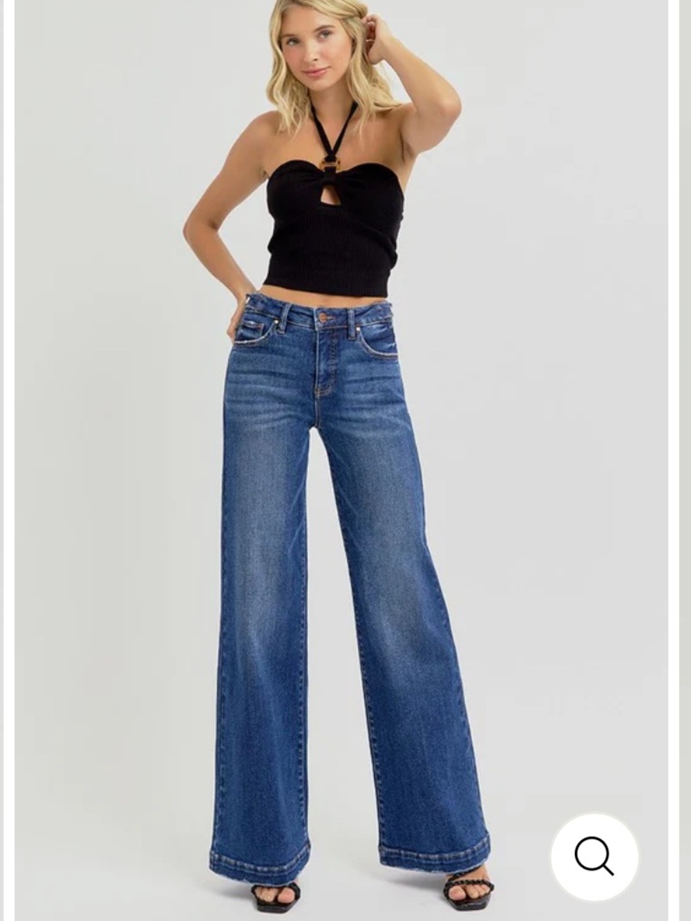 Wide Leg Flare Jeans in Medium Blue